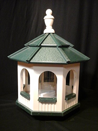 Medium Vinyl Gazebo Bird Feeder Amish Homemade Handmade Handcrafted Ivory Green