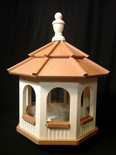 Vinyl Gazebo Bird Feeder Amish Homemade Handmade Handcrafted Ivory Cedar med