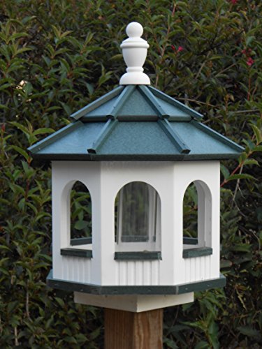 Vinyl Gazebo Bird Feeder Amish Homemade Handmade Handcrafted White Green Medium