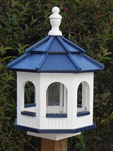 Vinyl Gazebo Bird Feeder Amish Homemade Handmade Handcrafted White blue Medium