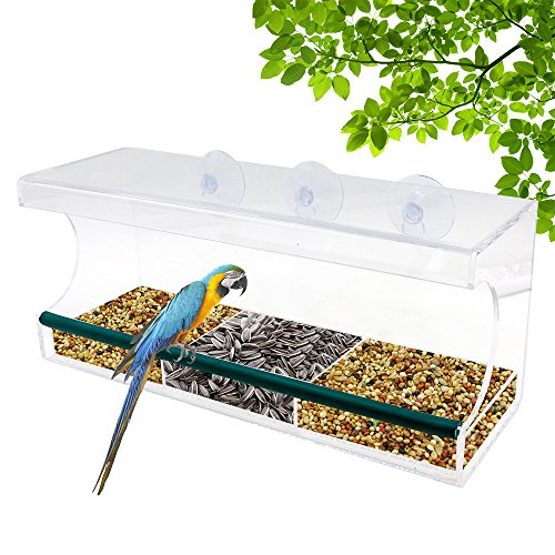 Large Window Bird Feeder Rusee Durable Acrylic Birdhouses - Holds Bird Seedamp Wild Birds - Clear Removable Tray