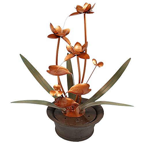 Sunnydaze Copper Flower Blossoms Outdoor Garden Water Fountain 28 Inch Tall