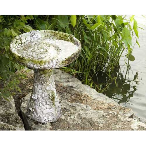 Orlandistatuary Fs7808 Stone And Flower Birdbath Sculpture 22&quot White Moss Finish