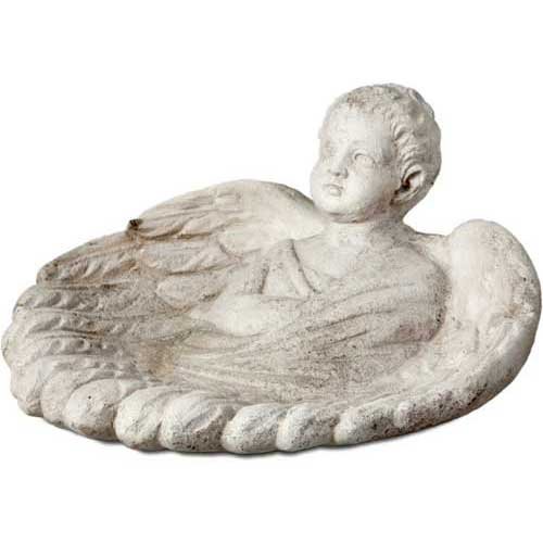 Orlandistatuary Fs8535 Angel Birdbath Sculpture 22&quot W Cathedral White Finish