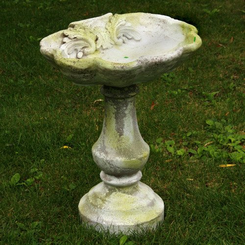 Orlandistatuary Fs8634 Largo Birdbath Sculpture White Moss Finish