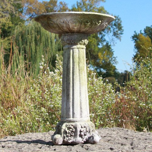 Orlandistatuary Fs8676 Corinthian Birdbath Sculpture White Moss Finish