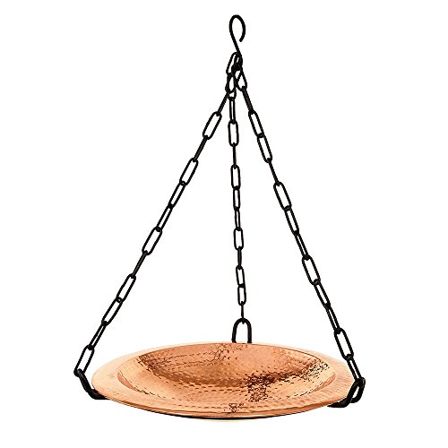 Achla Designs BBH-02CP Hammered Hanging birdbath Bowl Polished Copper