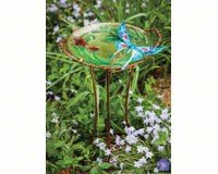 2 PACK Sculpted Butterfly Birdbath with Stand