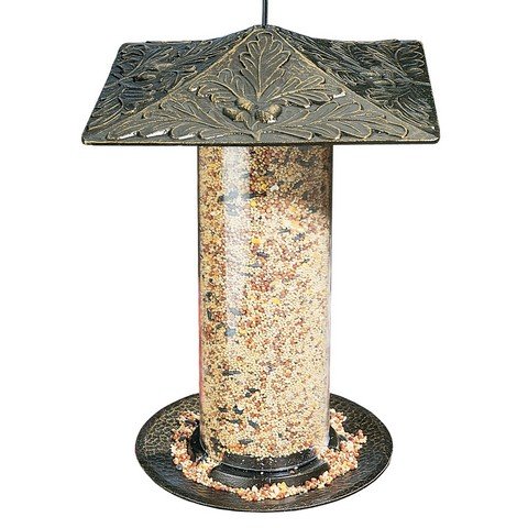 Whitehall Products 30417 12 In Oakleaf Bird Tube Feeder - French Bronze