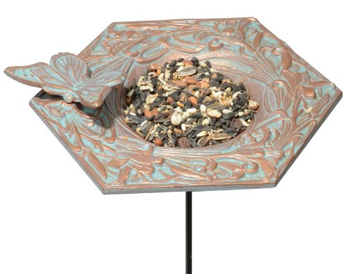 Whitehall Products Butterfly Garden Bird Feeder Copper Verdi