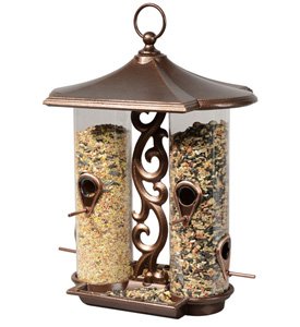 Whitehall Products Twin Tube Bird Feeder Antique Copper
