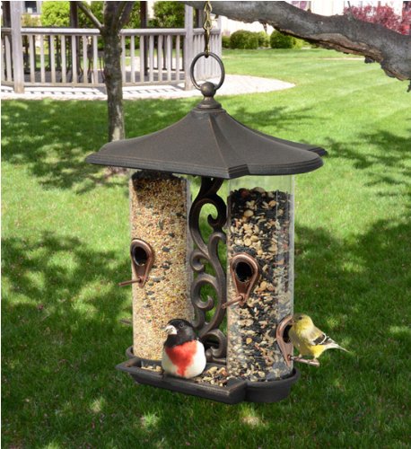 Whitehall Products Twin Tube Bird Feeder Oil Rub Bronze