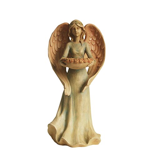 1975 Pale Blue and Beige Serene Angel Outdoor Patio Garden Birdbath