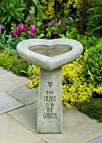 Campania International B-115-EM My Heart is in the Garden Birdbath English Moss Finish