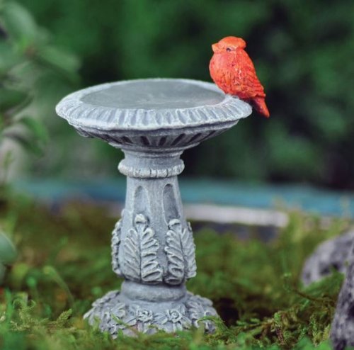 Fairy Garden Cardinal Birdbath