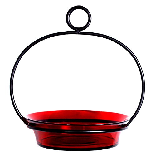 Garden Bird Bath Bowl Glass Birdbath Wild bird Feeder G443M Red Colored Hanging Birdbath Butterfly Station