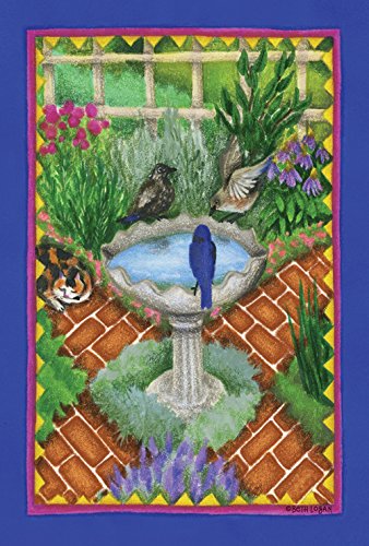 Toland Home Garden  Birdbath and Bricks 28 x 40-Inch Decorative USA-Produced House Flag