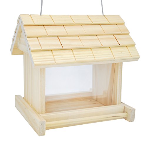 Gardirect Wooden Bird Seed Feeder Log Cabin Bird Feeder