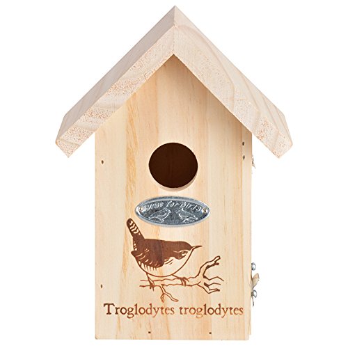 Esschert Design Nk64 Birdhouse With Winter Wren Line Drawing