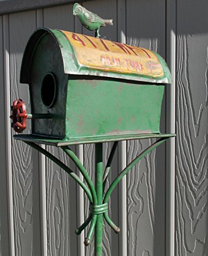 Vintage Look Licence Plate Design 47&quot Garden Stake Birdhouse Bird House