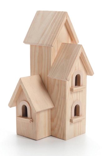 Darice 9166-54 Natural Wood Birdhouse Manhatton 12-Inch