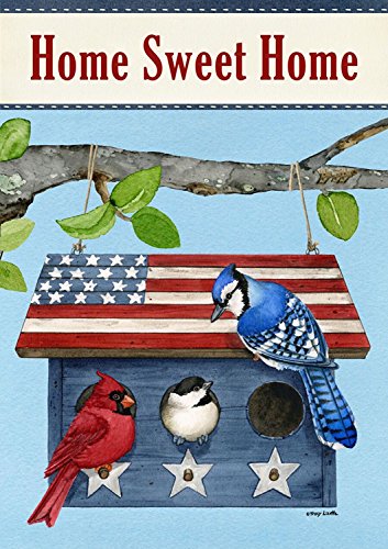 Patriotic Living Spring Garden Flag Blue Jay Cardinal Birdhouse 125&quot X 18&quot