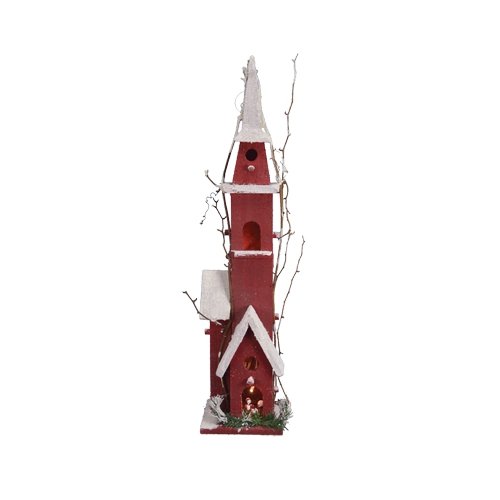 Fantastic Craft Red Bird House with Light 24-Inch