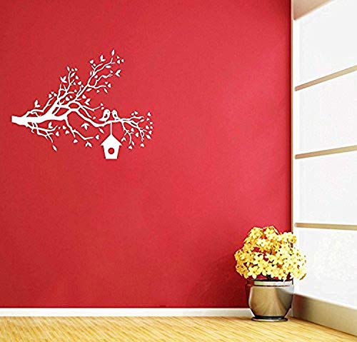 Vinyl Wall Decal Loving Sparrows with a Bird House Decal Art Bedroom Vinyl Decor HDS5020