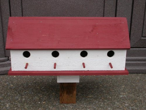 Cedarnest Country Barn White and Red Birdhouse with 4 Seperate Compartments