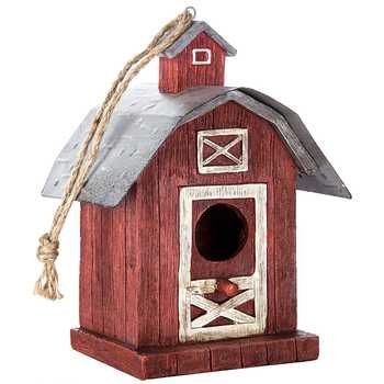 Redamp White Barn Birdhouse