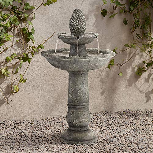 John Timberland Pineapple Garden Italian Outdoor Floor Water Fountain 35 High 2 Tiered Bird Bath for Yard Patio Home Deck