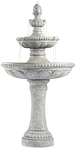 John Timberland Pineapple Italian Outdoor Floor Water Fountain 44 High 3 Tiered Bowls for Yard Garden Patio Home Deck