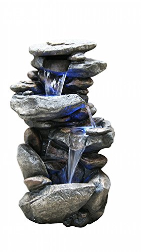 Living Better Now Floor Water Fountain Electric Pump LED Rock Garden Outdoor Yard Patio Pond Waterfall
