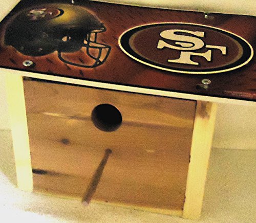 1  Wren Bird House with a  SAN FRANCISCO FORTY-NINERS Metal Sign Roof 125in OpeningWithPerch11B29B501901