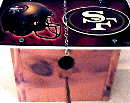 1  Wren Bird House with a  SAN FRANCISCO FORTY-NINERS Metal Sign Roof 125in OpeningWithPerchWithChain11B29B501901