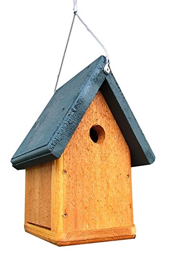 JCs Wildlife All Cedar Wood Barn Wren Bird House w Hanging Cable