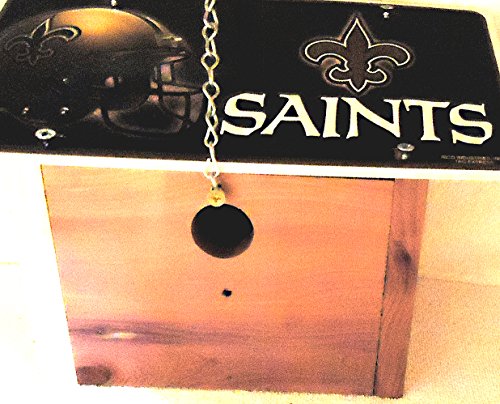 1  Titmouse Bird House With A  New Orleans Saints  Metal Sign Roof 125in Openingwithchain11b10b50