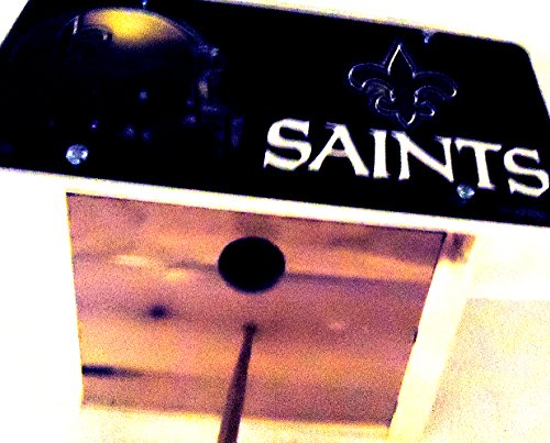 1  Titmouse Bird House With A  New Orleans Saints  Metal Sign Roof 125in Openingwithperch11b10b50