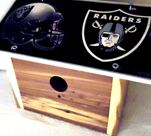 1  Titmouse Bird House With A  Oakland Raiders  Metal Sign Roof 125in Opening11b19b600221701
