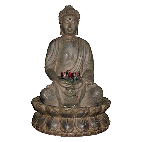 Alpine Alpine Buddha IndoorOutdoor Fountain with LED Light All Other Materials