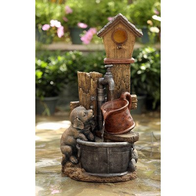 Jeco Birdhouse and Dog IndoorOutdoor Fountain