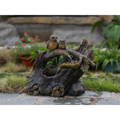 Jeco Tree Trunk and Owls IndoorOutdoor Fountain