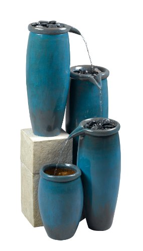 Kenroy Home 50008BG Agua IndoorOutdoor Floor Fountain in Blue Glaze Finish