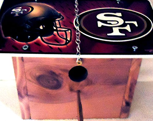1  Blue Bird Bird House with a  SAN FRANCISCO FORTY-NINERS Metal Sign Roof 125in OpeningWithPerchWithChain11B29B501901