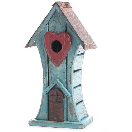 Factory Direct Craft&reg Tweet Sweet Rustic Light Blue Wooden Decorative Birdhouse With Rusty Tin Roof