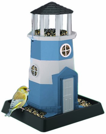 North States Village Collection Light House Birdfeeder- Blue white