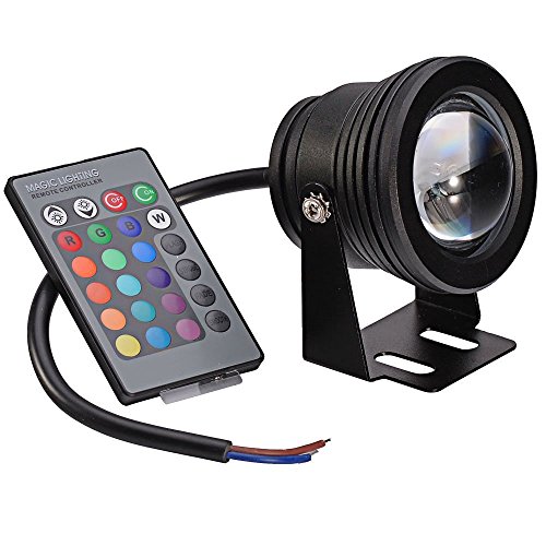Remote Control 10w 12v Water Resistant Rgb Led Underwater Light Lamp For Landscape Fountain Pond Lighting (black)