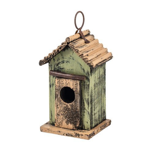 7&quot Green Hanging Rustic Style Birdhouse