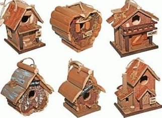 Rustic Wood Birdhouse Collection Set Of 6 three Styles