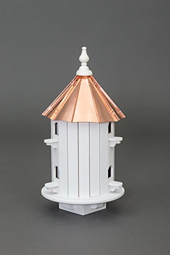 6 Hole Finch Bird House With Copper Top Amish Made In Usa X-large 25 Inches Tall